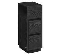 VASAGLE KAILYN Colección - Mesita de Noche Estrecha, Mesa Auxiliar con 2 Cajones y Compartimento Abierto, a la Izquierda o a la Derecha, Negro Ébano LET656B56