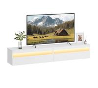 VASAGLE Kailyn Colección - Soporte de TV Montado en la Pared, Mueble de TV Colgante, Estante de Pared para Salón, Estilo Moderno, 178 x 35 x 30 cm, Blanco Nieve LTV138W03