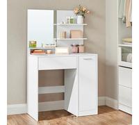 VASAGLE Kailyn Colección - Tocador, Mesa de Maquillaje, Gabinete con 2 Estantes Ajustables, 1 Cajón, 2 Estantes Abiertos, Estilo Moderno, Blanco RDT119W01