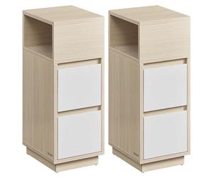 VASAGLE Kailyn Collection LET856N01 - Mesita de Noche Estrecha, Juego de 2, Mesa Auxiliar, 2 cajones y Compartimento Abierto, Montaje a la Izquierda o a la Derecha, Dormitorio, Sala de Estar, Beige