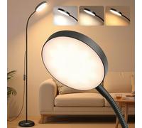 VASAGLE Lámpara de Pie, Altura Ajustable 170 cm, Lámpara Moderna de 15 W con Cabezal Flexible de 360°, Temporizador y Función de Memoria, Botón y Mando a Distancia, Salón, Negro Mate LFL017BD02
