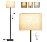 VASAGLE Lámpara de Pie, Lámpara de Lectura Regulable en Altura, 140-170 cm de Altura, Interruptor de Pedal, Pantalla de Tela, Casquillo E27, Negro Tinta LFL002BH02