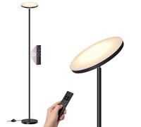 VASAGLE Lámpara de Pie LED, 30 W, Cabezal Orientable, Dormitorio, Oficina, Temporizador, Función de Memoria, Mando a Distancia, Negro Mate LFL018BD02