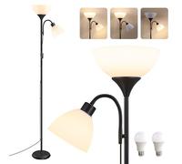 VASAGLE Lámpara de Pie LED de Hierro, con Luz de Lectura Ajustable | con Bombilla, 38,5 x 23,5 x 176 cm, para Salón y Oficina, Negro Mate, Colección LUSIA LFL019B202