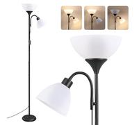 VASAGLE Lámpara de Pie LED de Hierro, con Luz de Lectura Ajustable | sin Bombilla, 38,5 x 23,5 x 176 cm, para Salón y Oficina, Negro Mate, Colección LUSIA LFL019B102