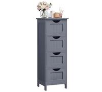 VASAGLE LHC040G01 - Mueble de baño, de Almacenamiento, Armario de pie, con 4 cajones, 30 x 30 x 82 cm, para salón, Comedor y Cocina, Estilo Moderno, Gris