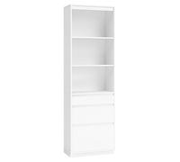 VASAGLE Librería, Armario Alto, 3 Cajones de Diferentes Tamaños, Estantes Ajustables, 180 cm de Altura, para Sala de Estar, Dormitorio, Estudio, Moderno, Ahorro de Espacio, Blanco Nieve LBC188W01