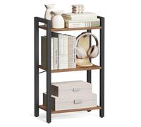 VASAGLE Librería de 3 Niveles, Biblioteca, Estantería para Oficina, Estudio, Sala de Estar, Dormitorio, 24 x 40 x 76,4 cm, Industrial, Marrón Rústico y Negro Tinta LLS098K02