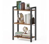 VASAGLE Librería de 3 Niveles, Biblioteca, Estantería para Oficina, Estudio, Sala de Estar, Dormitorio, 24 x 40 x 76,4 cm, Industrial, Marrón Rústico y Negro Tinta LLS098K02