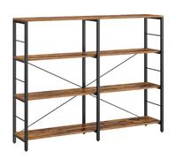 VASAGLE Librería de 4 Niveles, Estantería de Almacenamiento, Separador para Habitación, 30 x 120 x 109,4 cm, Estilo Industrial, Salón, Estudio, Balcón, Cocina, Marrón Rústico y Negro Tinta LLS131K01
