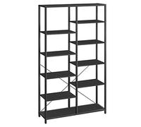 VASAGLE Librería de 5 Niveles, Biblioteca de Pie, Estantería de Almacenamiento, para Salón, Baño, Cocina, Pasillo, Montaje Simple, Negro con Veta de Madera y Negro LLS155B56