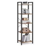 VASAGLE Librería de 5 Niveles, Biblioteca, Estantería para Oficina, Estudio, Sala de Estar, Dormitorio, 30 x 40 x 153 cm, Industrial, Marrón Rústico y Negro Tinta LLS100B01