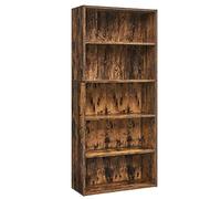 VASAGLE Librería de 5 Niveles, Estanteria Libros, Abiertos y Ajustables | Libreria Estanteria para Sala de Estar, Dormitorio, Marrón Rústico, Colección CUSTOS LBC165X01