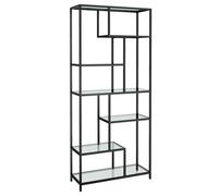 VASAGLE Librería de 6 Niveles, 80 x 30 x 180 cm, Vidrio Templado | Estantería Vertical para Plantas, para Estudio, Salón, Dormitorio, Cocina, Blanco y Dorado, Colección BARIS LGT502B61
