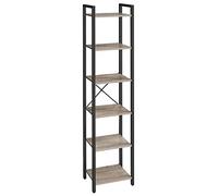 VASAGLE Librería de 6 Niveles, Biblioteca, Estantería para Oficina, Estudio, Sala de Estar, Dormitorio, 30 x 40 x 186 cm, Industrial, Greige Mélange y Negro Tinta LLS101B02