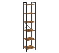 VASAGLE Librería de 6 Niveles, Biblioteca, Estantería para Oficina, Estudio, Sala de Estar, Dormitorio, 30 x 40 x 187,5 cm, Industrial, Marrón Rústico y Negro/Greige y Negro/Negro Ébano y Negro/Olmo M