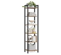 VASAGLE Librería de 6 Niveles, Biblioteca, Estantería para Oficina, Estudio, Sala de Estar, Dormitorio, 30 x 40 x 186 cm, Industrial, Marrón Trigo y Negro Tinta LLS101B48