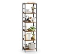 VASAGLE Librería de 6 Niveles, Estantería de Almacenamiento, 30 x 40 x 178 cm, con Paneles Posteriores Protectores, Estilo Industrial, para Salón, Estudio, Marrón Rústico y Negro Tinta LLS168KD01