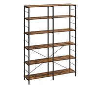 VASAGLE Librería de 6 Niveles, Estantería de Almacenamiento, Separador para Habitación, 30 x 120 x 172,5 cm, Estilo Industrial, Salón, Estudio, Balcón, Cocina, Marrón Rústico y Negro Tinta LLS114B01