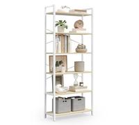 VASAGLE Librería de 6 Niveles, Estantería Moderna, 64 x 30 x 185,5 cm | Libreria Estanteria para Estudio, Sala de Estar, Dormitorio, Beige Natural y Blanco Mate, Colección BARNET LLS062LL01