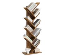 VASAGLE Librería en Forma de Árbol, Biblioteca de 9 Niveles, Ahorro de Espacio, Estantería Vertical, para Dormitorio, Sala de Estar, Estudio, Oficina, Marrón Rústico LBC11BX