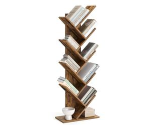 VASAGLE Librería en Forma de Árbol, Biblioteca de 9 Niveles, Ahorro de Espacio, Estantería Vertical, para Dormitorio, Sala de Estar, Estudio, Oficina, Marrón Rústico LBC11BX
