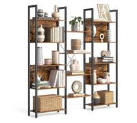 VASAGLE Librería, Estantería de Almacenamiento, con 14 Estantes, Marco de Metal, para Sala de Estar, Estudio, Oficina, Estilo Industrial, 24 x 158 x 166 cm, Marrón Rústico y Negro LLS107B01