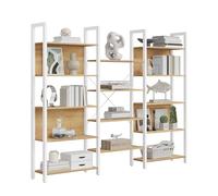 VASAGLE Librería, Estantería de Almacenamiento, con 14 Estantes, Marco de Metal, para Sala de Estar, Estudio, Oficina, Estilo Industrial, 24 x 158 x 166 cm, Roble Dorado y Blanco Mate LLS107YA01