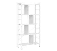 VASAGLE Librería, Estantería de Almacenamiento de 5 Niveles, Organizador de Oficina de Estudio, con Compartimentos, para Salón, Estilo Moderno, Blanco Arce y Blanco Nube LBC012W44