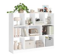 VASAGLE Librería, Estantería de Pie, con 11 Compartimentos Abiertos, Utilizable Horizontalmente, Lateralmente o Boca Abajo, 30 x 126 x 100 cm, para Sala de Estar, Oficina, Blanco LBC054T14