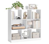 VASAGLE Librería, Estantería de Pie, con 8 Compartimentos Abiertos, Utilizable Horizontalmente, Lateralmente o Boca Abajo, 30 x 97,5 x 100 cm, para Sala de Estar, Oficina, Blanco LBC52WT