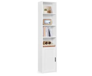 VASAGLE Libreria Estanteria, Estantería Vertical de 6 Niveles, con Puerta | Libreria Estanteria, 31.8 x 24 x 175 cm, para Salón, Estudio, Oficina, Comedor, Blanco Nube, Colección SIREN LBC401W01