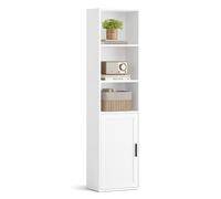 VASAGLE Librería, Estantería Vertical de 5 Niveles, con Puerta | 31.8 x 24 x 145.9 cm, para Salón, Estudio, Oficina, Comedor, Blanco Nube, Colección SIREN LBC501WB01