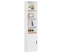 VASAGLE Librería, Estantería Vertical de 6 Niveles, con Puerta | 31.5 x 24.1 x 174.5 cm, para Salón, Estudio, Oficina, Comedor, Blanco Nube, Colección SIREN LBC401W01
