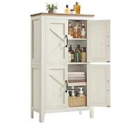 VASAGLE LIRY Colección - Armario de Almacenamiento, Mueble de Baño Estilo Campo con Puertas de Granero, Aparador de Cocina, Estantes Ajustables, para Comedor Sala de Estar, Blanco Rústico BBK773W01