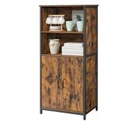 VASAGLE LSC66BX - Mueble de Almacenamiento, aparador, Biblioteca, 2 Compartimentos Abiertos, estantes Ajustables, Marco de Acero, para Sala de Estar, Cocina, Oficina, Color marrón rústico y Negro