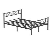 VASAGLE Marco de Cama de 140 x 190 con somier de Metal, Cama de 2 Personas, de Metal, Montaje fácil, para Espacios pequeños, Dormitorio de Amigos, Dormitorio Ado, Negro Tinta RMB063B01