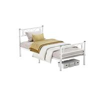 VASAGLE Marco de Cama de Metal, para Colchón de 90 x 190 cm, Blanco Mate | Estructura de Cama, Montaje Sencillo, Invitados, para Habitaciones Pequeñas, Colección VIVIAN, RMB061W01