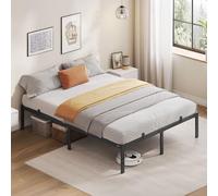 VASAGLE Marco de Cama Doble, para Colchón de 135 x 190 cm, de Metal, Organización del Espacio, Moderno, para Invitados, Fácil Montaje, Negro Tinta RMB136B01