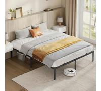 VASAGLE Marco de Cama Doble, para Colchón de 150 x 190 cm, de Metal, Organización del Espacio, Moderno, para Invitados, Fácil Montaje, Negro Tinta RMB138BD01