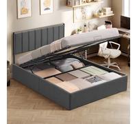 VASAGLE Marco de Cama Plegable de 140 x 200 cm, para Debajo de la Cama, cabecero hidráulico, Moderno y fácil Montaje, Color Gris Oscuro RMB614G02