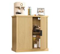 VASAGLE MAXE Colección - Aparador, Armario de Almacenamiento con Estantes Ajustables, Puertas Acanaladas, Estilo Transicional, para Cocina, Comedor, Beige Roble BBK344Y01