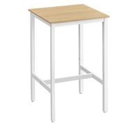 VASAGLE Mesa Alta, Mesa de Bar Cuadrada, Marco de Acero, 60 x 60 x 92 cm, Montaje Fácil, para Cocina, Salón, Estilo Moderno, Color Roble y Blanco LBT025W09