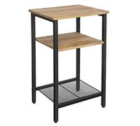 Vasagle Mesa Auxiliar de Noche de 3 Niveles, Estilo Industrial, Estructura de Acero Resistente, para Dormitorio, Sala de Estar, Montaje Sencillo, Marrón Miel y Negro, aleado, 34 x 29 x 58 cm