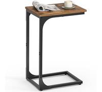 VASAGLE Mesa Auxiliar en Forma de C, Bandeja de TV, Marco de Metal | Mesa de Sofá, Estilo Industrial, para Sala de Estar, Dormitorio, Marrón Rústico y Negro, Colección BARNET LET350B01