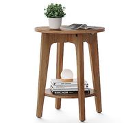 VASAGLE Mesa Auxiliar, Mesa de café, Mesa Redonda pequeña para Sala de Estar, mesita de Noche para Espacios pequeños, con Estante Inferior, Estilo Moderno, marrón Miel LET283T41