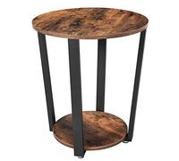 VASAGLE Mesa Auxiliar Redonda, Marco de Acero, Montaje fácil | Extremo de sofá, para salón, dormitorio, Estilo industrial, Marrón Rústico y Negro, Colección BARNET LET57X