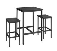 VASAGLE Mesa de Bar con Taburetes, Mesa Comedor con 2 Sillas | Mesa Cocina Pequeña, Taburetes de Barra, para Comedor, Negro Ébano y Negro Mate, Colección BARNET LBT017B56