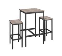 VASAGLE Mesa de Bar con Taburetes, Mesa Comedor con 2 Sillas, Taburetes de Bar, para Comedor, Cocina, Greige Brezo y Negro Tinta LBT017B02
