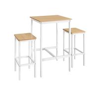 VASAGLE Mesa de Bar con Taburetes, Mesa Comedor con 2 Sillas, Taburetes de Bar, para Comedor, Cocina, Roble Dorado y Blanco Nube LBT017W09